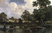 unknow artist Zomerlandschap met koeien bij de poel Spain oil painting artist